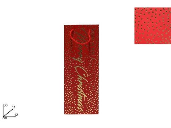 SHOPPER NATALE P/BOTTIGLIA ROSSA BORCHIE ORO