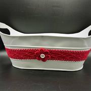 CESTO LATTA OVALE BIANCA MERLETTO