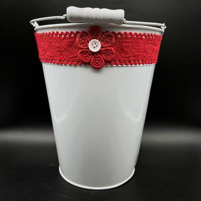 SECCHIO LATTA BIANCO MERLETTO ROSSO