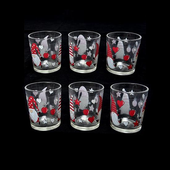 BICCHIERI NATALE VETRO GNOMI 6pz