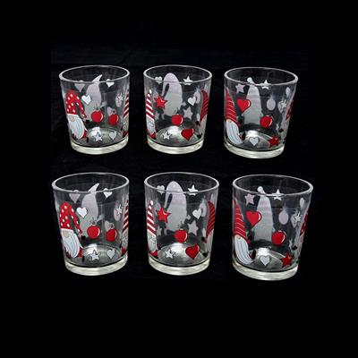 BICCHIERI NATALE VETRO GNOMI 6pz