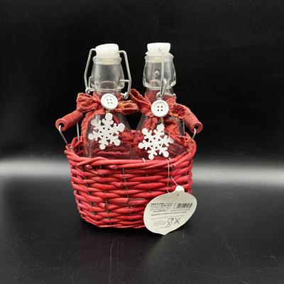 CESTO VIMINI ROSSO C/2 BOTTIGLIE