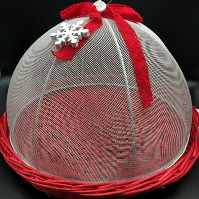 VASSOIO VIMINI ROSSO C/CAMPANA RETE