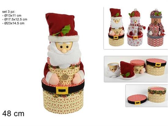 SET 3 SCATOLE NATALE TONDE - snowman