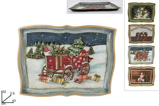 VASSOIO NATALE PLASTICA 43x32 C/DECORO NATALE