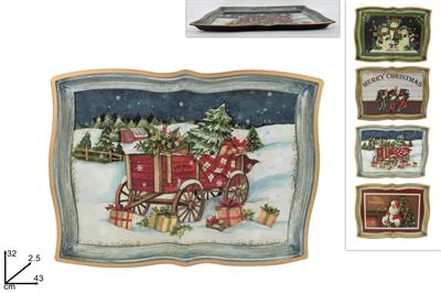 VASSOIO NATALE PLASTICA 43x32 C/DECORO NATALE