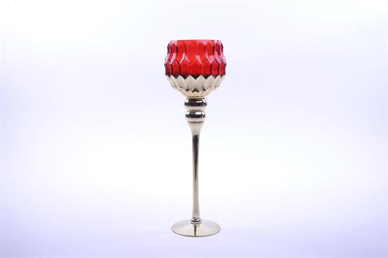 CALICE PORTACANDELA ORO/ROSSO 40cm