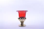 VASO COPPA VETRO ORO/ROSSO 19cm