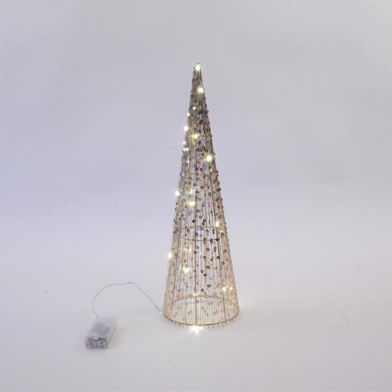 ALBERO CONO METALLO E PAILLETTES 40cm 20 LUCI