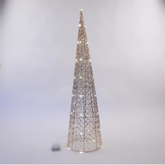 ALBERO CONO METALLO E PAILLETTES 80cm 40 LUCI