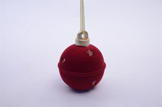 PALLA NATALE FLOCCATA BORDEAUX C/LUCI 14cm