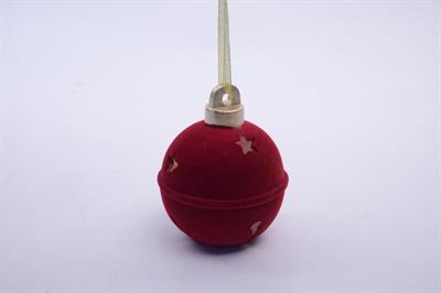 PALLA NATALE FLOCCATA BORDEAUX C/LUCI 14cm