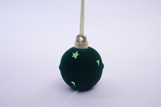 PALLA NATALE FLOCCATA VERDE C/LUCI 14cm