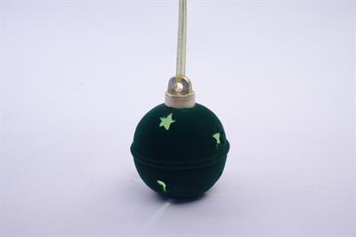 PALLA NATALE FLOCCATA VERDE C/LUCI 14cm
