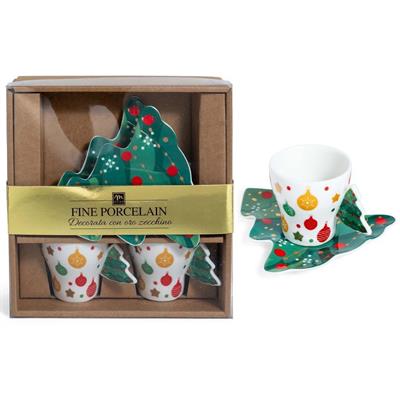 SET 2 TAZZINE C/PIATTINO ALBERO NATALE