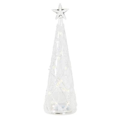 ALBERO IN VETRO C/PERLINE E LUCI 28cm