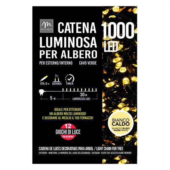 MINILED ESTERNO 1000 BIANCO CALDO C/TIMER, MEMORIA E 12 GIOCHI