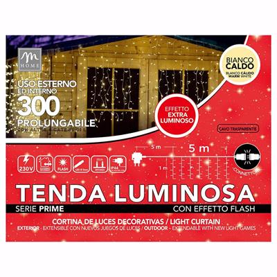 TENDA 300 FLASHLED BIANCO CALDO 5xH.1mt X ESTERNO PROLUNGABILE