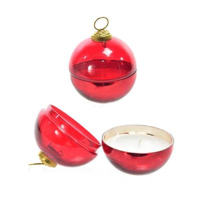 CANDELA PROFUMATA IN COFANETTO PALLA VETRO 8cm ROSSO