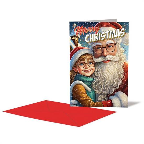 BIGLIETTO NATALE BABBO CON BIMBA