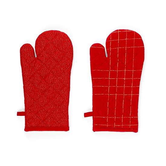 GUANTO FORNO ROSSO E LUREX ORO