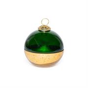 CANDELA PROFUMATA IN COFANETTO PALLA VETRO 10cm ORO/VERDE