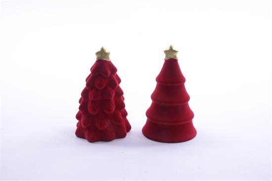 ALBERO FLOCCATO ROSSO IN RESINA 12cm