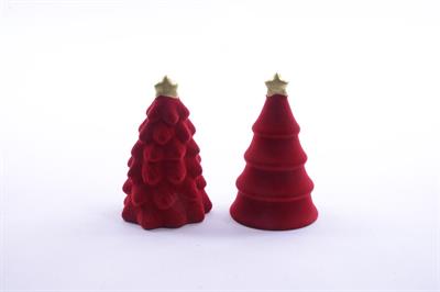ALBERO FLOCCATO ROSSO IN RESINA 12cm