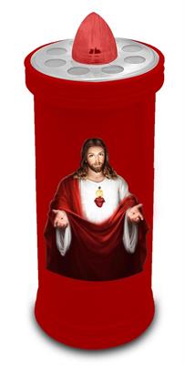 LUMINO VOTIVO BATTERIA 13cm ROSSO