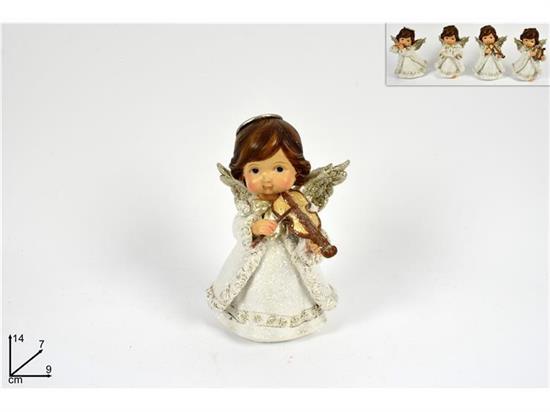 ANGELO MUSICISTA C/VESTITO BIANCO GLITTER 14cm