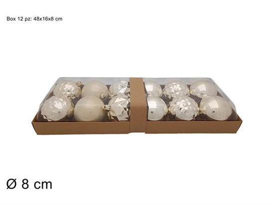 PALLE BEIGE LUCIDO/PERLATO/GLITTER 8cm 12pz