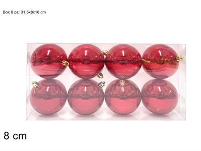 PALLE ROSSE 8cm 8pz IN BOX PVC