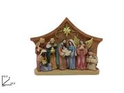 SCENARIO CAPANNA C/NATIVITA' DECORI ORO 15x18cm
