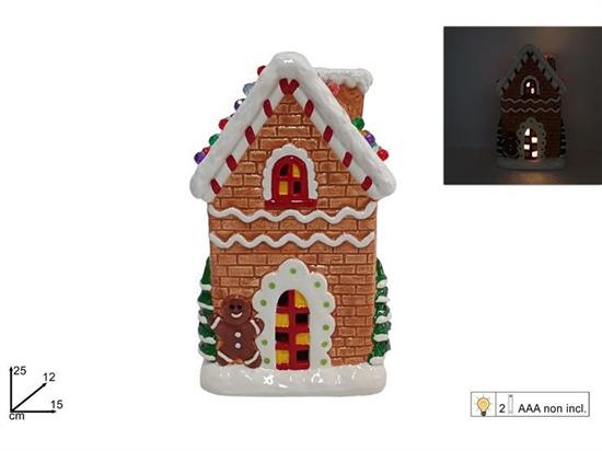 CASA NATALIZIA 25x15 DECORO BISCOTTO C/LUCE