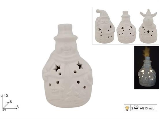 SOGGETTO NATALE CERAMICA BIANCA 10cm C/LUCE
