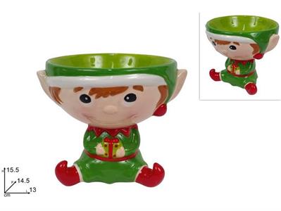 ALZATINA CERAMICA ELFO NATALE