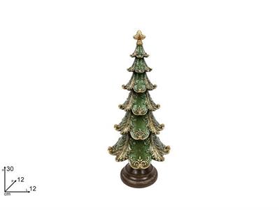 ALBERO CERAMICA 30cm VERDE DECORO ORO