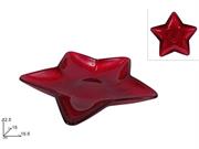 PIATTINO VETRO STELLA ROSSO