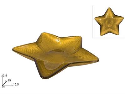 PIATTINO VETRO STELLA ORO