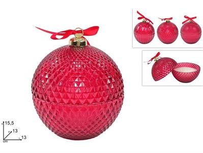 PALLA VETRO 13cm CON CANDELA PROFUMATA ASS.