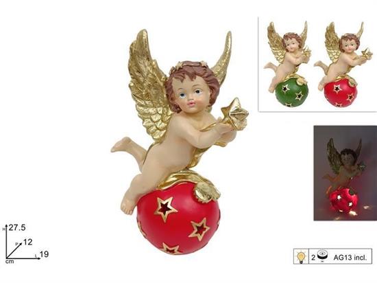 ANGELO SU PALLA C/DECORO ORO 27cm C/LUCE