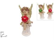 ANGELO 25cm SU COLONNA C/DECORO ORO