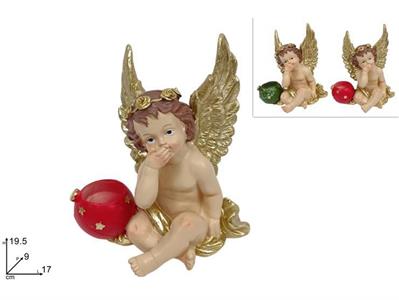 ANGELO SEDUTO C/PORTACANDELA 19cm DECORO ORO