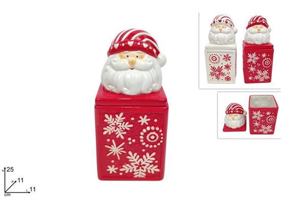 BARATTOLO CERAMICA 25cm C/VISO BABBO ROSSO/BIANCO