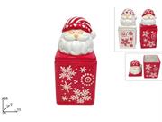 BARATTOLO CERAMICA 25cm C/VISO BABBO ROSSO/BIANCO