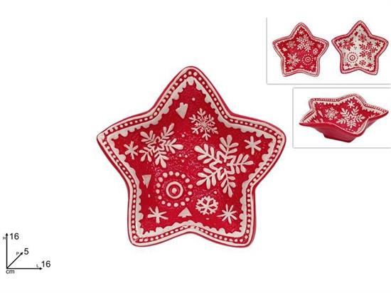 VASSOIO STELLA ROSSO/BIANCO 16cm CERAMICA