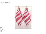 PALLE 2pz 25cm OVALI ROSSE GLITTER BIANCO IN BOX PVC