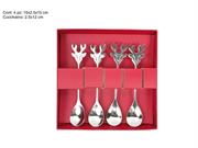 CUCCHIAINI NATALE SILVER TESTA RENNA 4pz
