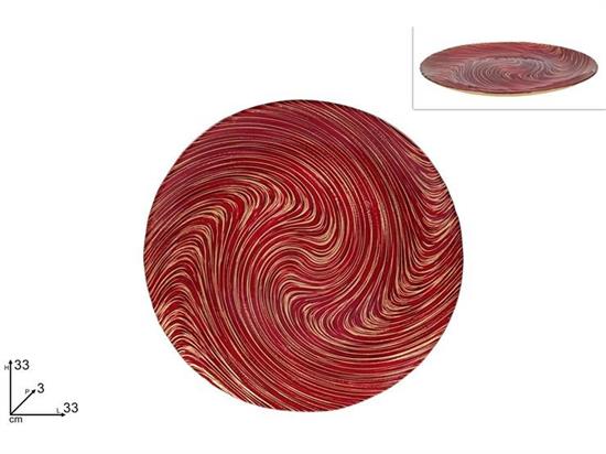 CENTROTAVOLA DECORO VORTICE ROSSO/ORO 33cm VETRO