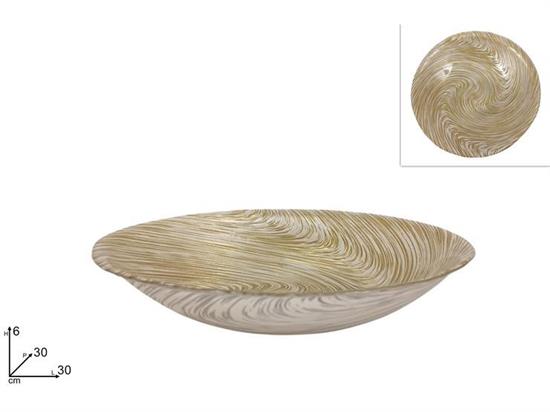 CENTROTAVOLA DECORO VORTICE ORO/BIANCO 30cm VETRO